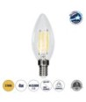 GLOBOSTAR® CANDLE 99001 Λάμπα Κεράκι E14 C35 LED 4W 400lm 360° AC 220-240V IP20 Θερμό Λευκό 2700K Dimmable - Long Filament Chip - Διάφανο - Μ3.5 x Π3.5 x Υ10.5cm - 3 Χρόνια Εγγύηση